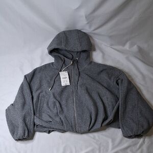 Zara Charcoal Hooded Bomber Jacket